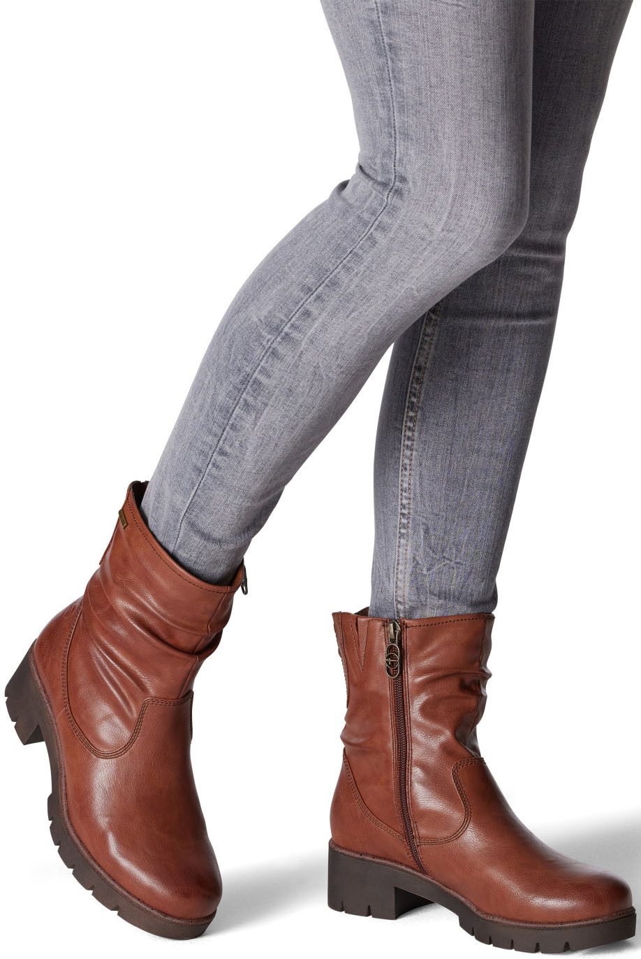 Tamaris Winterstiefelette, Blockabsatz, Winterboots mit Falten günstig online kaufen