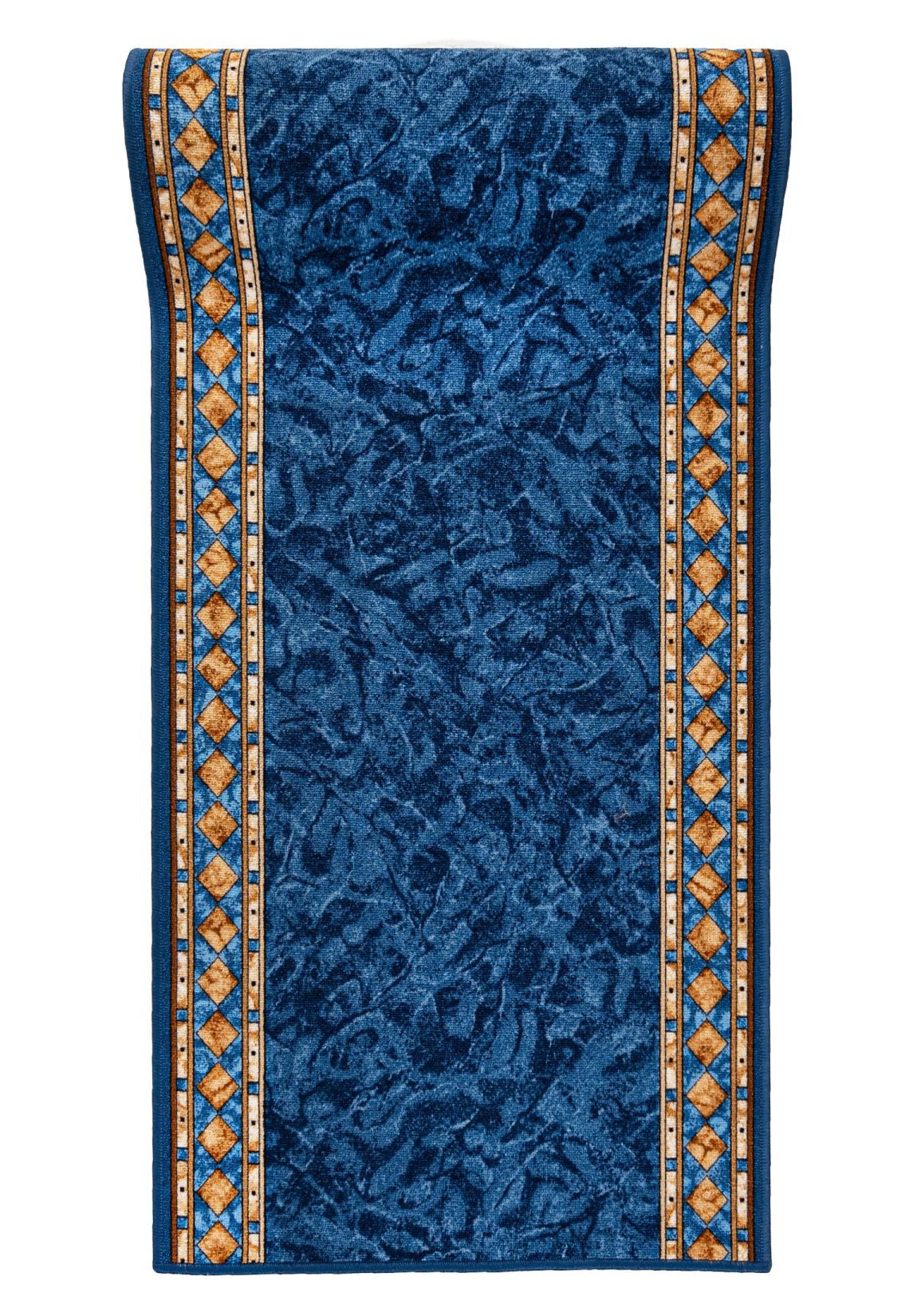 Mazovia Läufer Retro Bordüre Blau Flur, Schlafzimmer, Diele, Fußbodenheizung