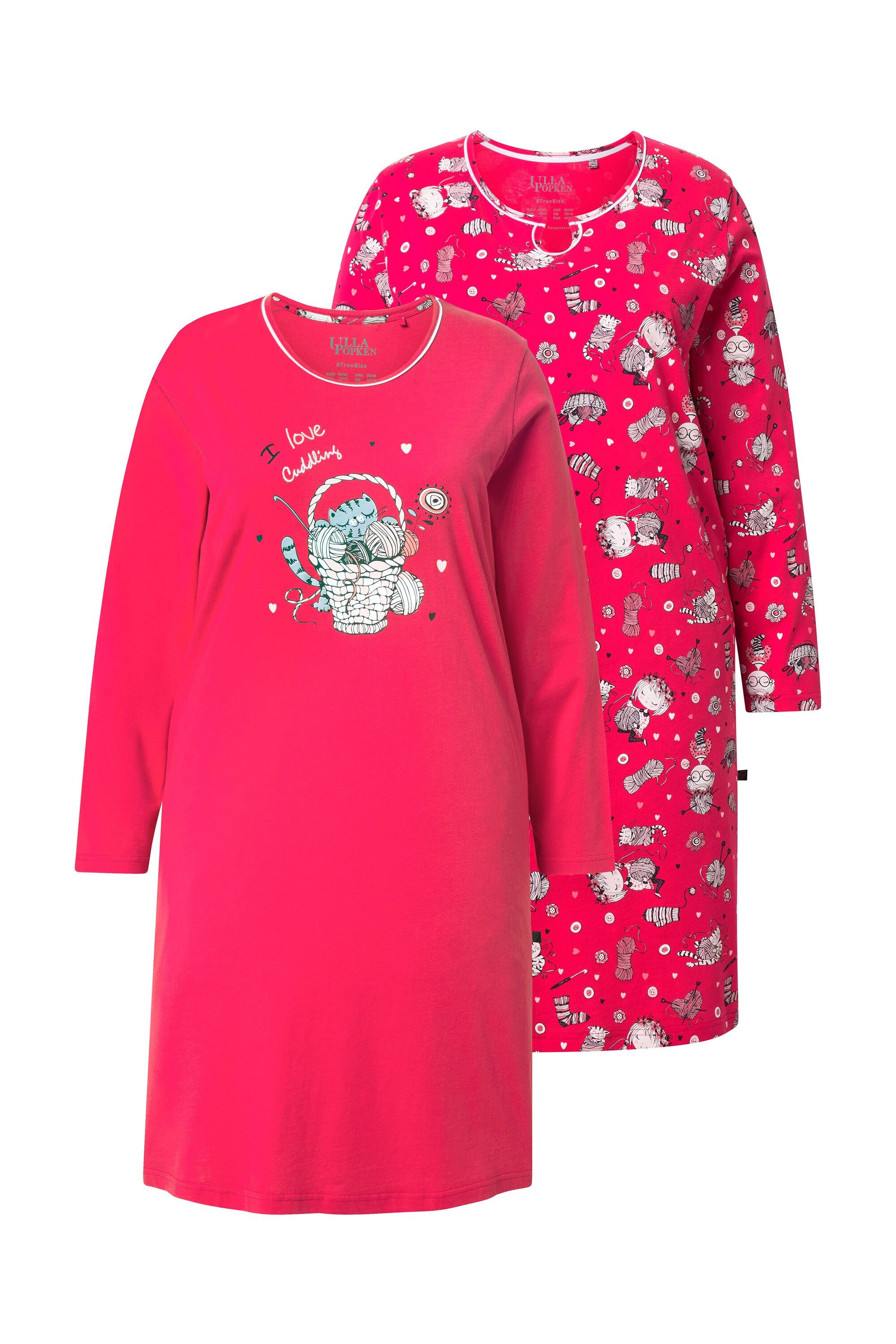 Ulla Popken Bigshirt Bigshirts 2er-Pack Katzen Rundhals Langarm günstig online kaufen