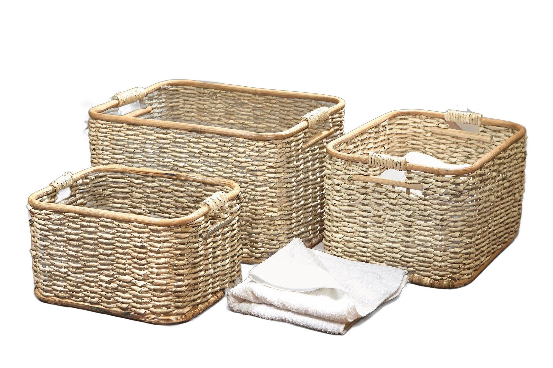 Dekoleidenschaft Aufbewahrungskorb aus Rattan und Schilfstroh in 3 Größen, günstig online kaufen