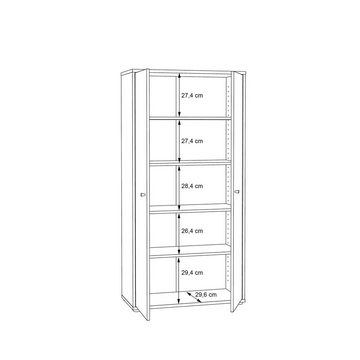 möbelando Aktenschrank Tembi Moderner Schrank aus Spanplatte in Old Wood Vintage Nachbildung mit 2 Holztüren, 1 Konstruktionsboden und 3 Einlegeböden. Breite 73,7 cm, Höhe 149,5 cm, Tiefe 34,8 cm