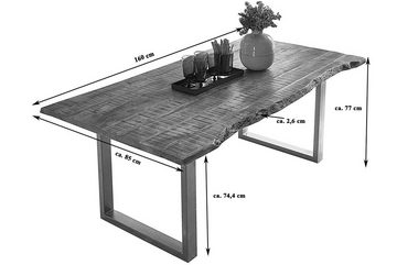 Junado® Baumkantentisch, Mango Massivholz naturfarben 26 mm natürliche Baumkante