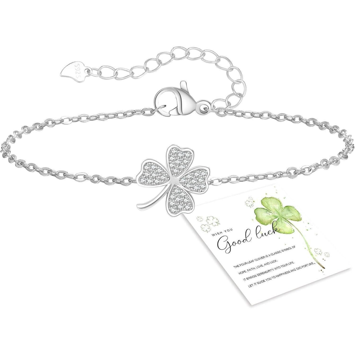 LuxusKollektion Ketten und Armband Set Glücksarmband Damen Silber Kleeblatt günstig online kaufen