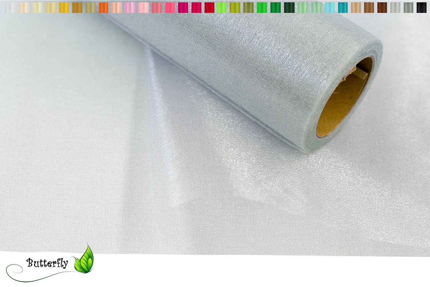 Creativery Stoff, 9m Rolle Organza 36cm SNOW