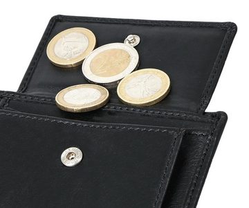 Elbleder Geldbörse Polo 105-02 Slim Herren Portemonnaie aus Echtleder, mit 6 Kartenfächern, RFID Schutz und Münzfach Schwarz Nappa
