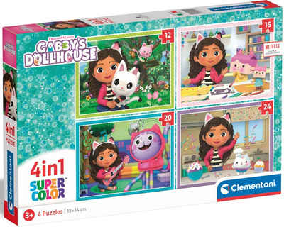 Clementoni® Puzzle Supercolor, Gabby's Puppenhaus - 4 Puzzles, 72 Puzzleteile, Made in Europe; FSC® - schützt Wald - weltweit