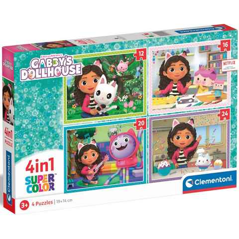 Clementoni® Puzzle Supercolor, Gabby's Puppenhaus - 4 Puzzles, 72 Puzzleteile, Made in Europe; FSC® - schützt Wald - weltweit