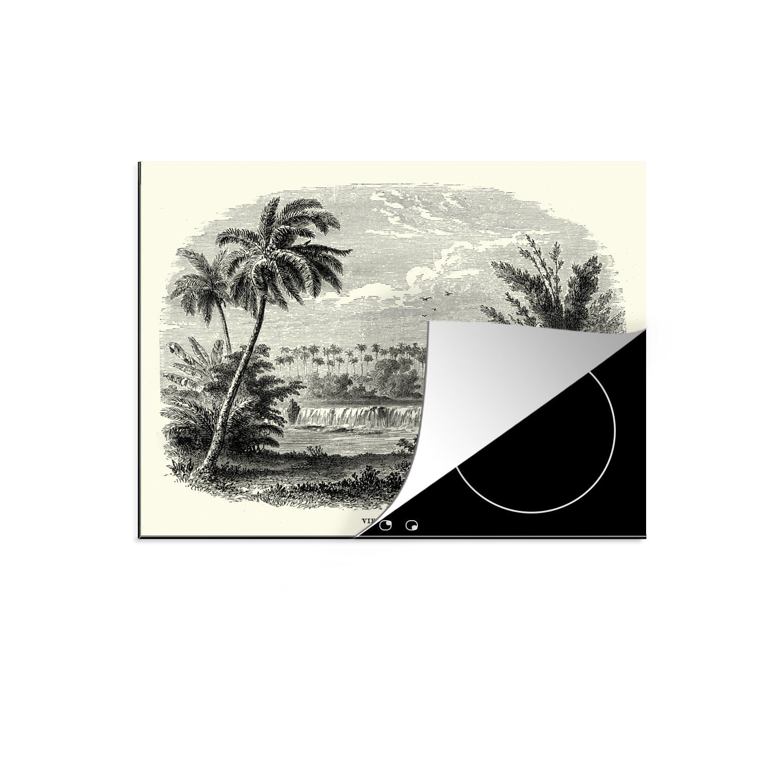 MuchoWow Herdblende-/Abdeckplatte Ein altes Naturfoto in Kuba als Illustration, Vinyl, (1 tlg), 60x52 cm, Mobile Arbeitsfläche nutzbar, Ceranfeldabdeckung
