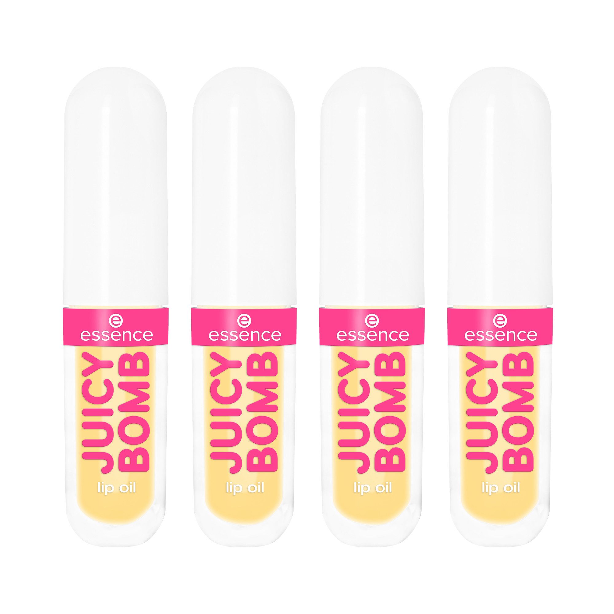 Essence Lipgloss JUICY BOMB PARTY JUMBO LIPGLOSS, 4-tlg., Ultraglänzendes Finish, transparente Textur, Litschi-Duft, vegan.