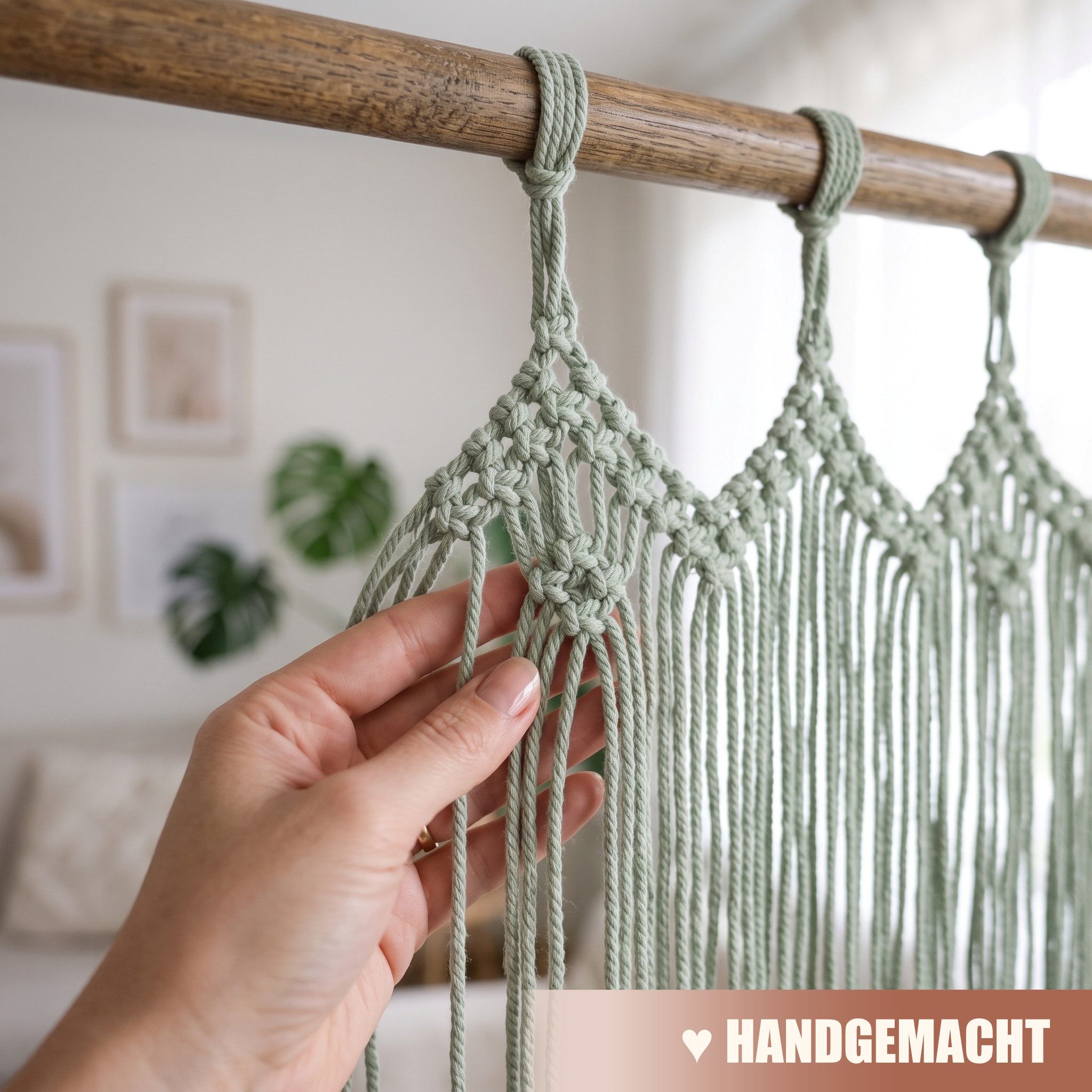 Cozyor Türvorhang Makramee Vorhang Boho 100x200 cm für Tür, Fenster, Balkon & Wohnwagen (1 St), Schlaufen, 100% Baumwolle, Makrameegardine Wandteppich Wandbehan – Bild 3 von 5