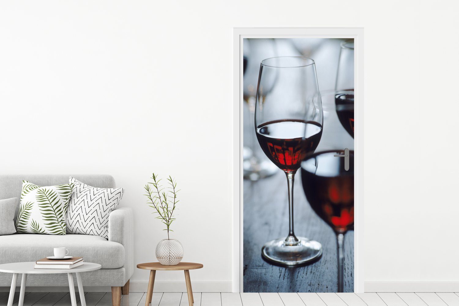 cm (1 75x205 Gläser für Fototapete bedruckt, Rotwein, Türtapete Türaufkleber, Tür, schöne Matt, MuchoWow Vier St),