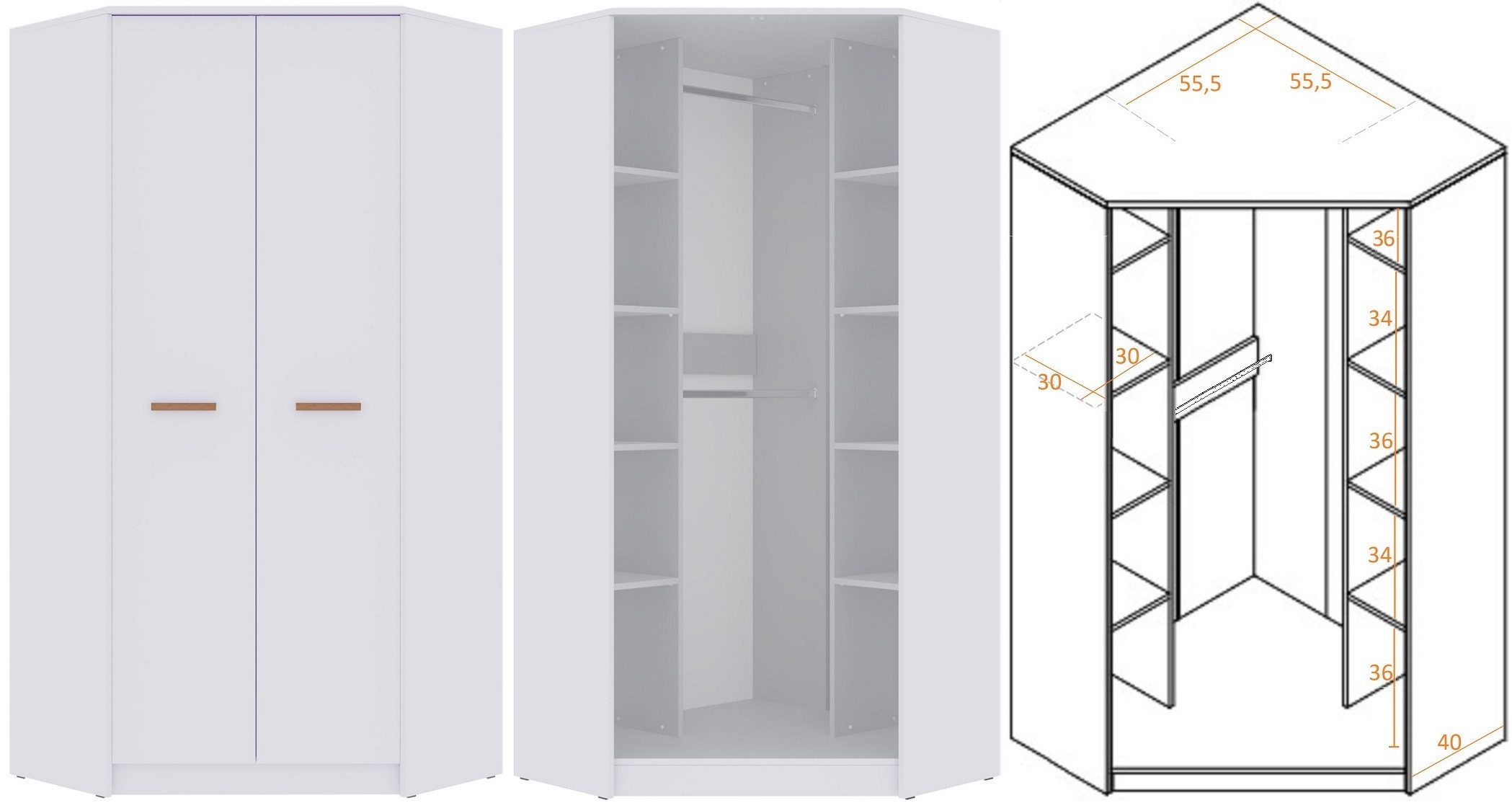 Marmex Möbel Eckschrank GRANT G8+G15N Stauraumschrank mit Schrankaufsatz un günstig online kaufen