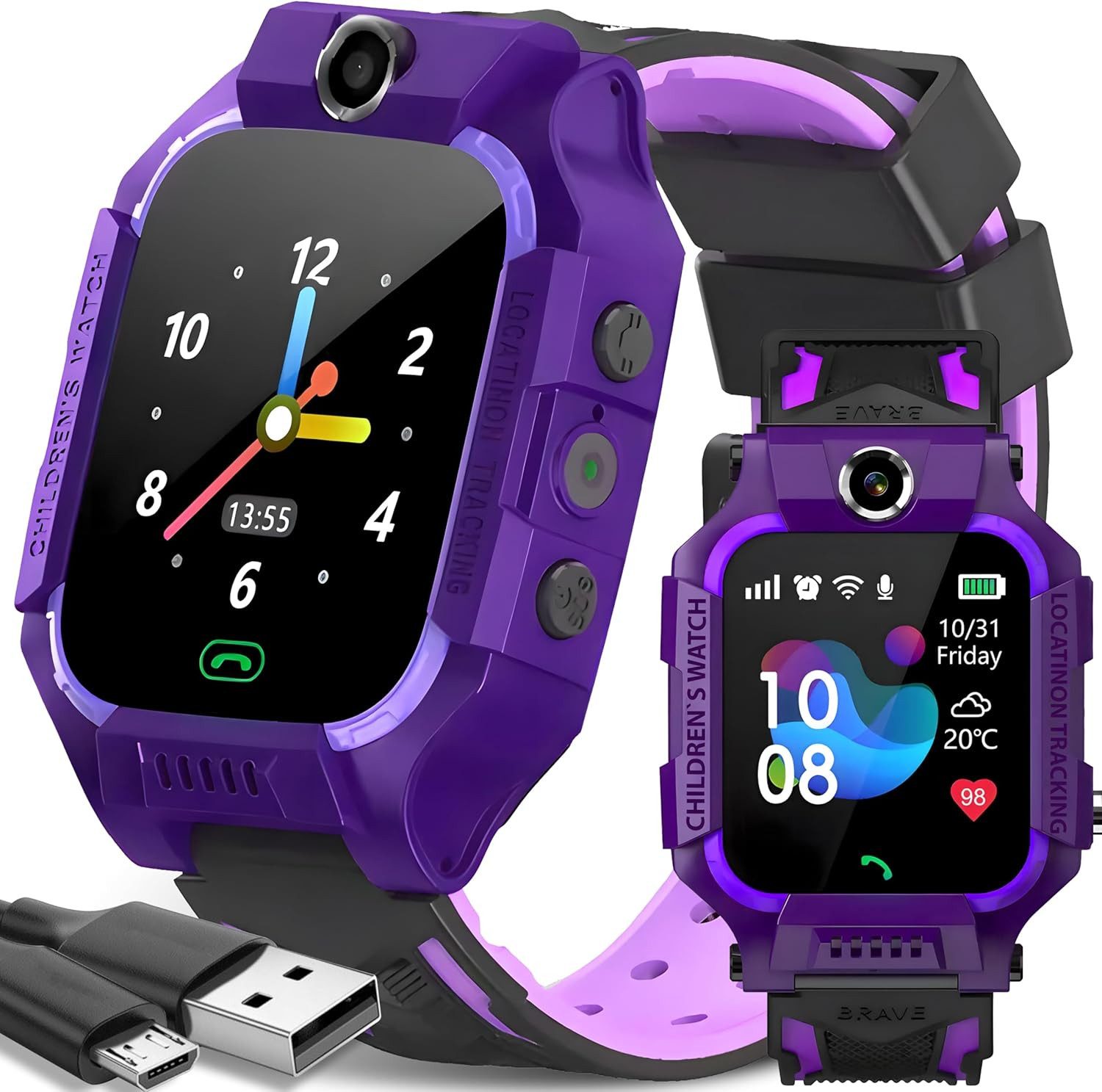 Retoo E746-1 Smartwatch (3,6 cm, sim-karte), KINDER SMARTWATCH MIT SICHERHEITS