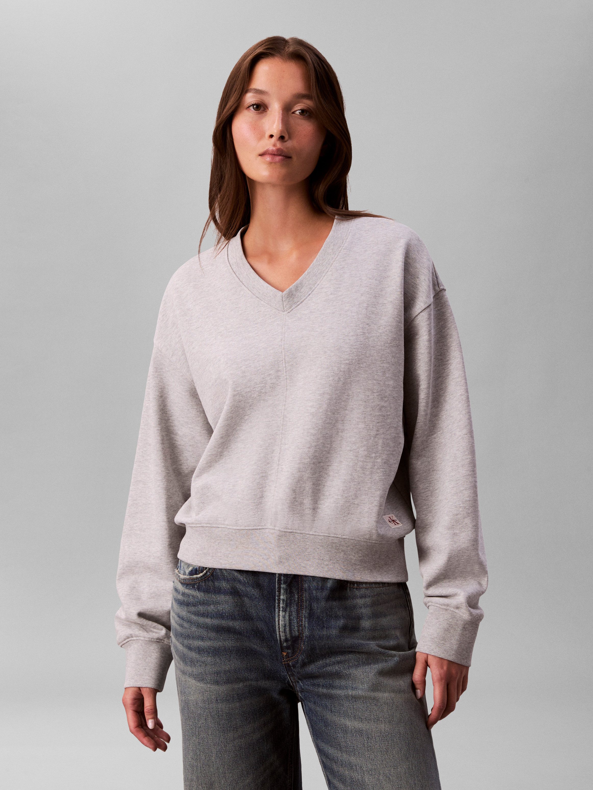 Calvin Klein Jeans Sweatshirt Regular fit mit V-Ausschnitt