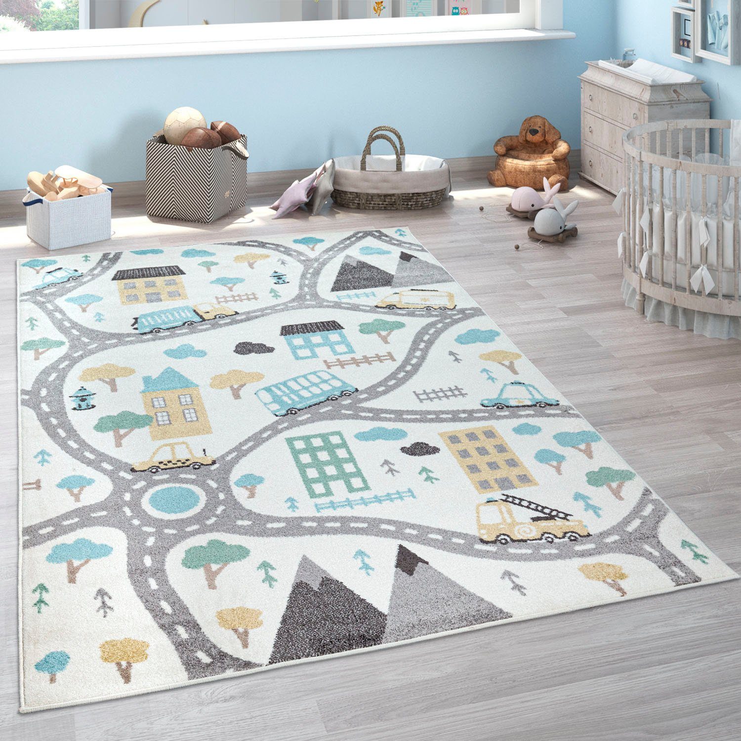 Paco Home Kinderteppich Nino 885, rechteckig, Höhe: 13 mm, Kurzflor, Straße günstig online kaufen