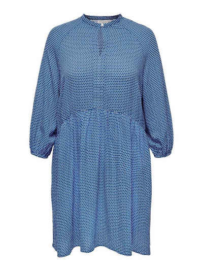 ONLY CARMAKOMA Shirtkleid Gemustertes Langarm Kleid Plus Size Übergrößen Blusen Dress CARELVIRO (knielang) 4575 in Blau