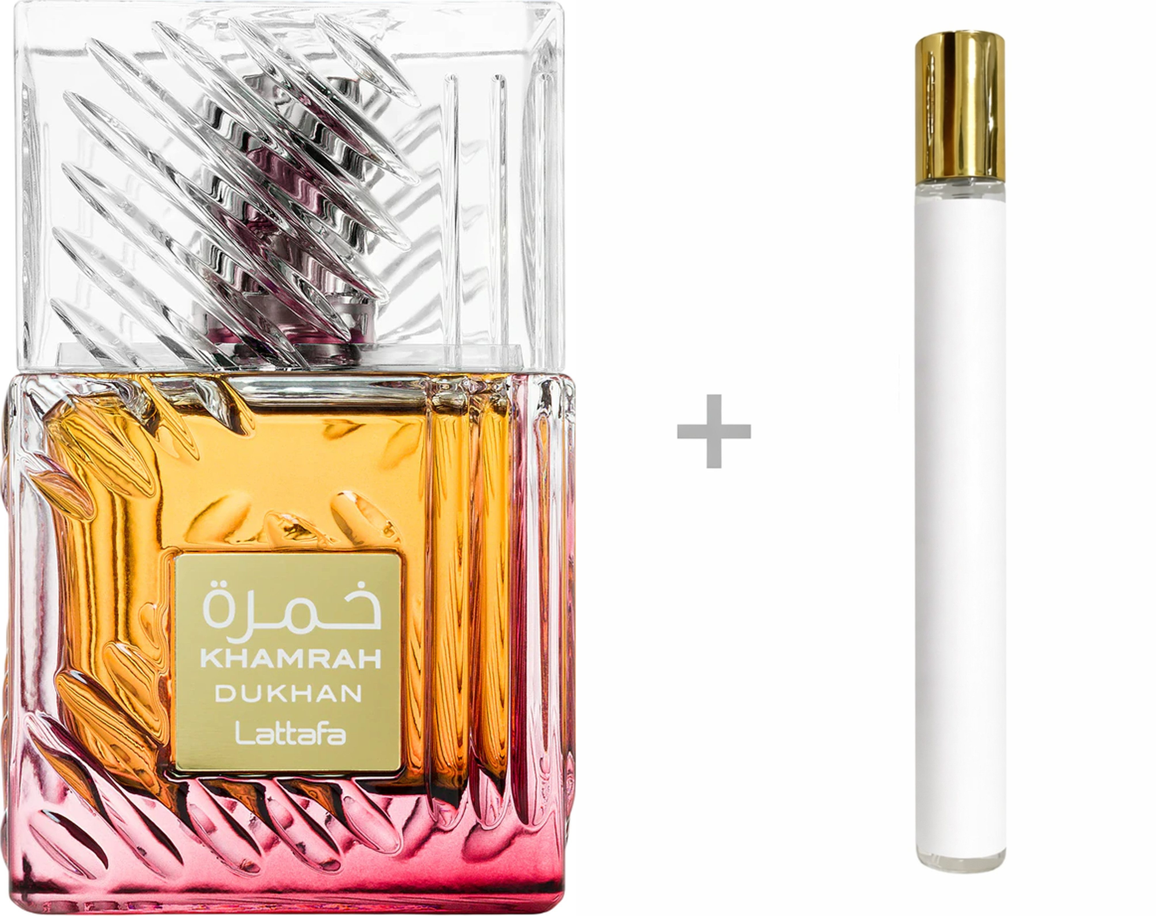 Lattafa Duft-Set Khamrah Dukhan Damen & Herren Unisex EDP Spray + Reiseduft, LATTAFA, Eau de Parfum, Glasflakon, Unisexduft
