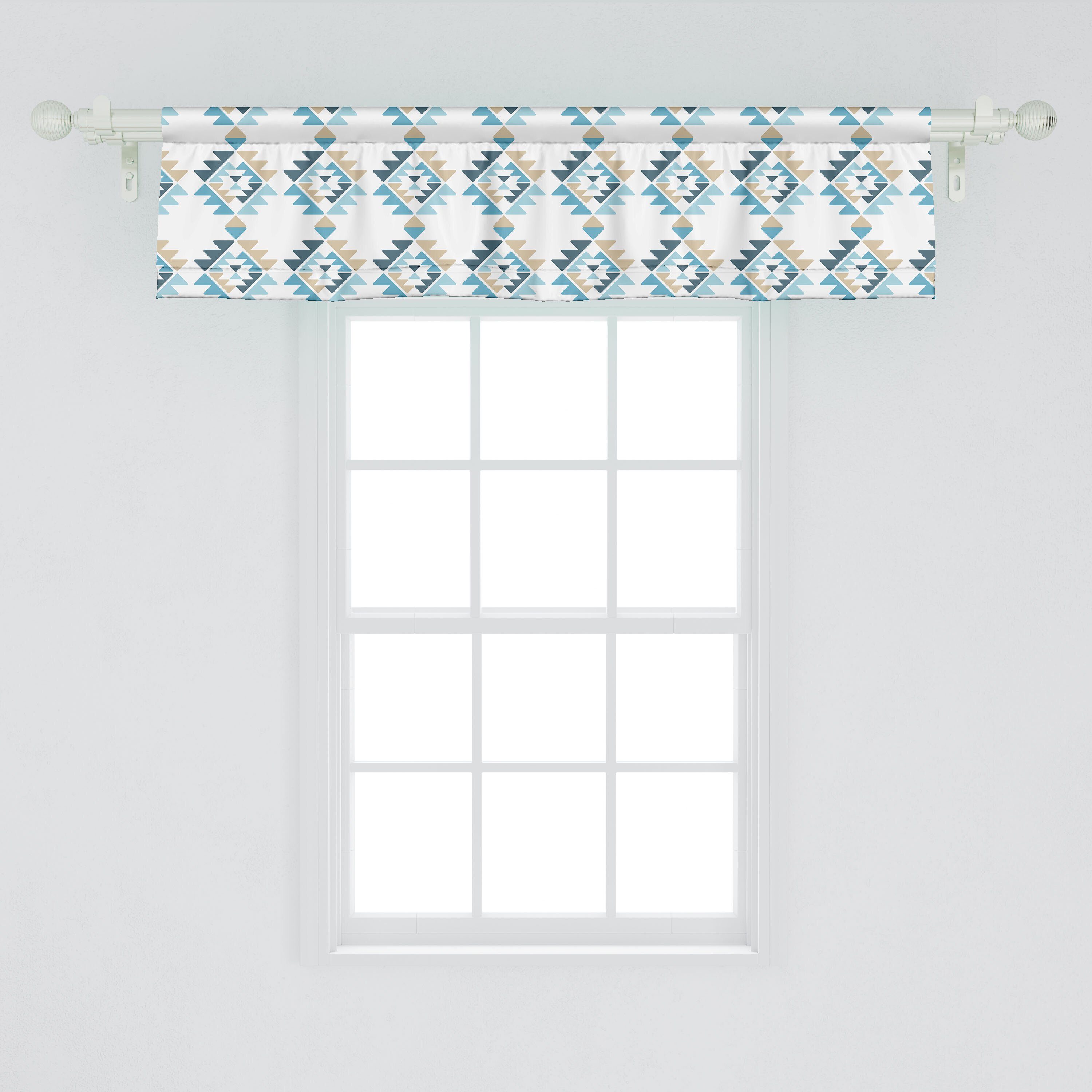 Scheibengardine Vorhang Volant für Küche Motive Tribal Schlafzimmer Dekor Kontinuierliche Microfaser, mit Abakuhaus, Geometrisch Stangentasche