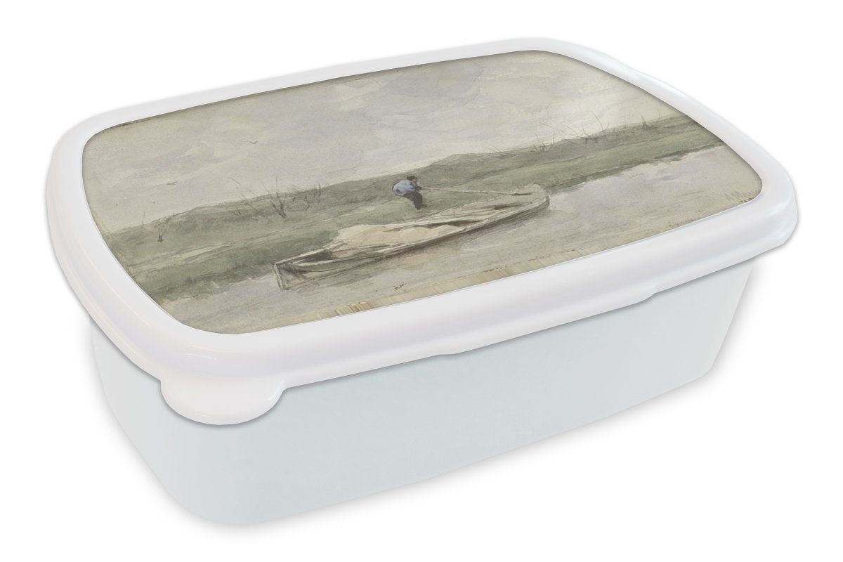 MuchoWow Lunchbox Anton Jungs Brotbox für und Kinder Brotdose, Sandkahn Kunststoff, von für Gemälde Erwachsene, weiß Mauve, - (2-tlg), und Mädchen
