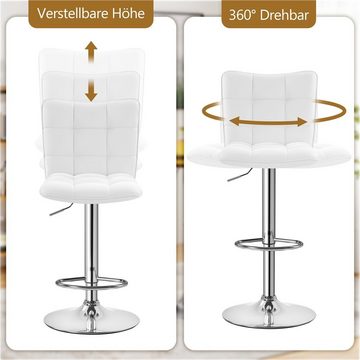 Yaheetech Barhocker (2er), Barstühle 360°Drehbar Küchenstühle Sitzhöhe 62,5 cm - 83 cm
