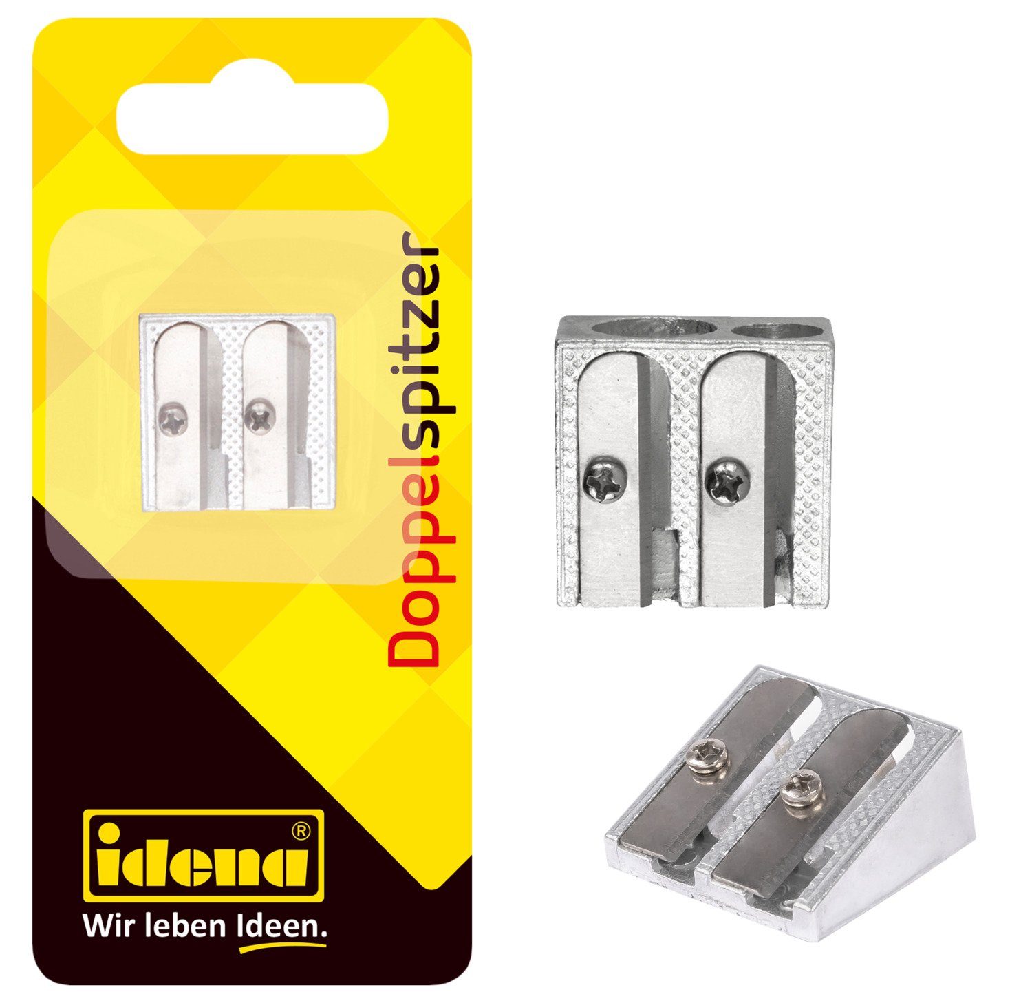 Idena Anspitzer Idena 520051 - Doppelanspitzer aus Metall, Keilform, für dünne und