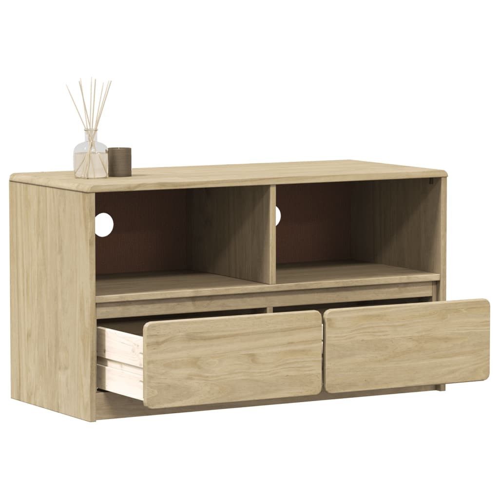 vidaXL TV-Schrank 99 x 43 x 55 cm TV-Schrank SAUDA Eiche-Optik 99x43x55 cm Massivholz Ki