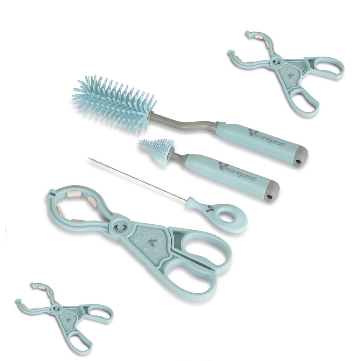Cangaroo Reinigungsbürste Reinigungsbürsten-Set 4-teilig, Silikon, Kunststoff, Edelstahl, Strohhalmbürste, Saugerreiniger