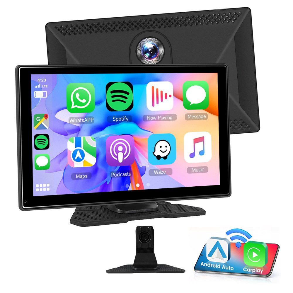 9-Zoll Wireless CarPlay Android Auto GPS Airplay Front Kamera DVR 2K Navigationsgerät