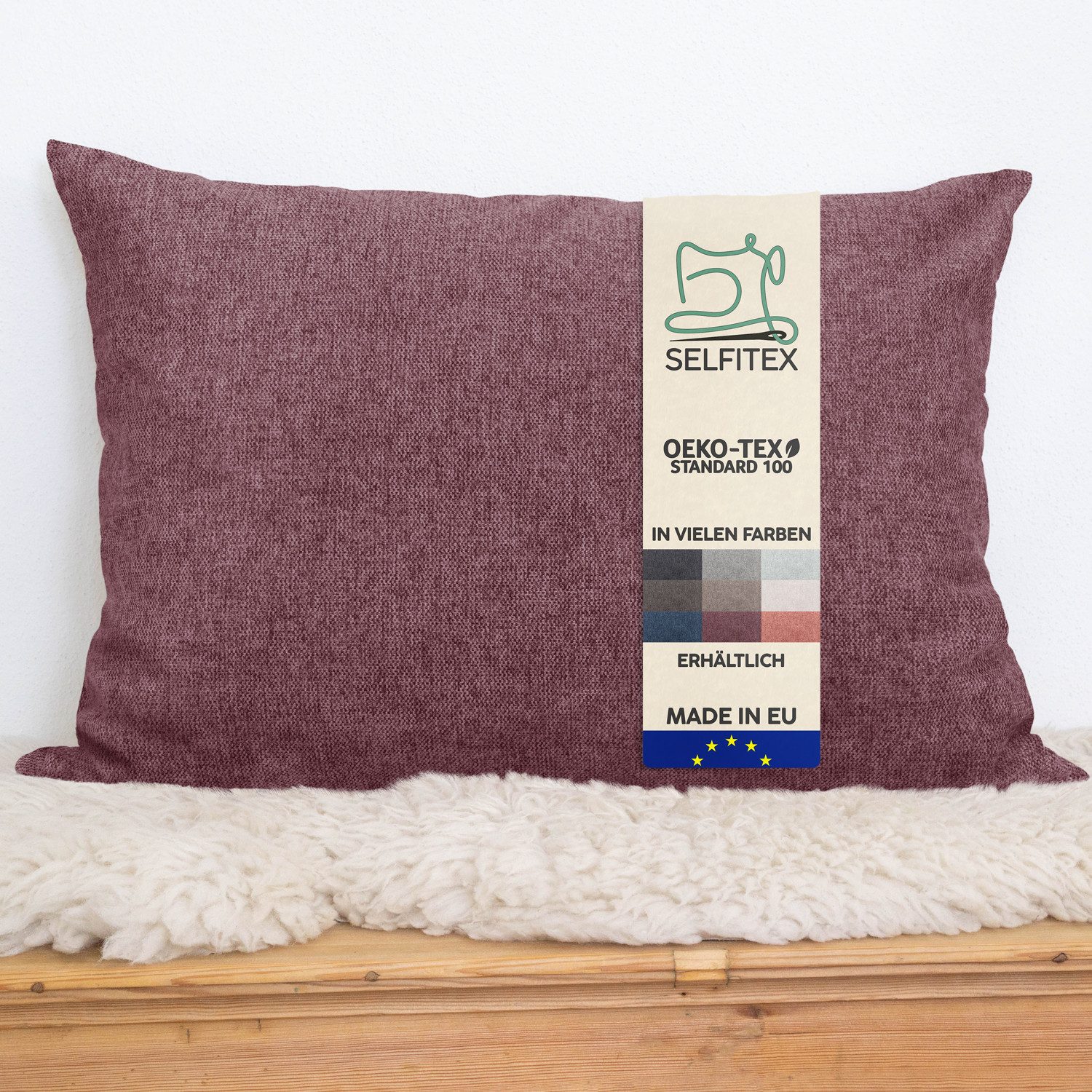 Selfitex Dekokissen 60x80 / 80x80 inkl. Füllkissen, große Farbauswahl, für Couch, Sofa und Bett