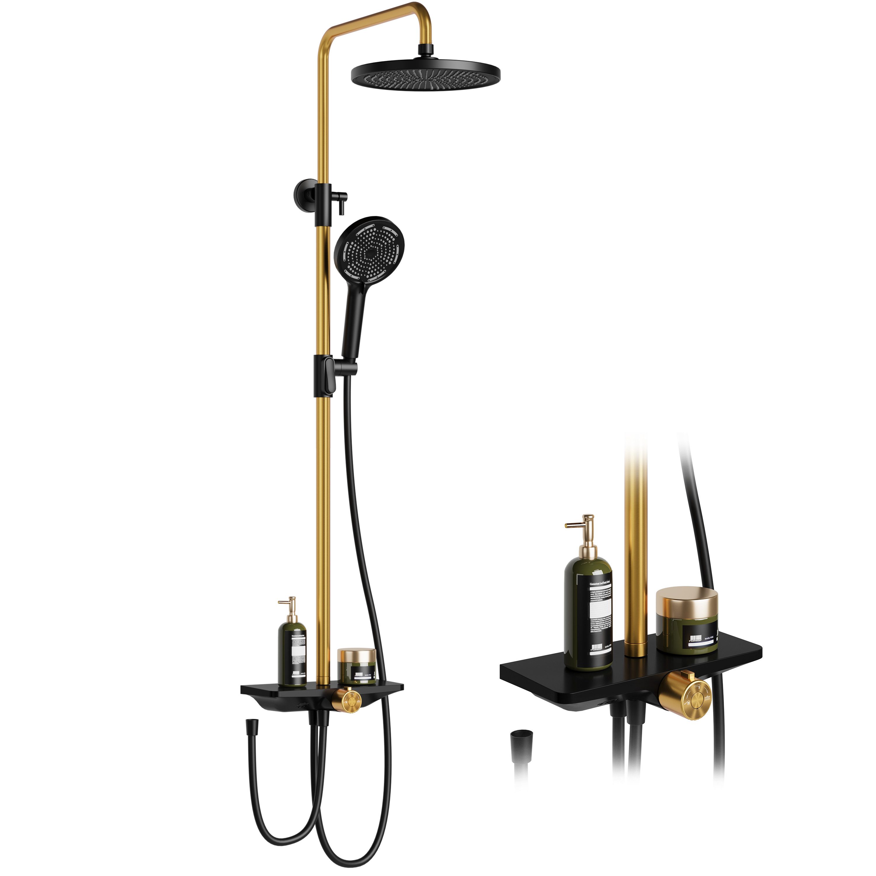 GarveeMore Brausegarnitur Regendusche Duschsystem Ablage 3-Funktion günstig online kaufen