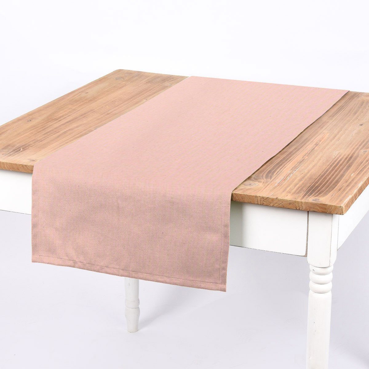 SCHÖNER handmade LEBEN. rosa 40x160cm, Leinenlook uni SCHÖNER Tischläufer LEBEN. Tischläufer