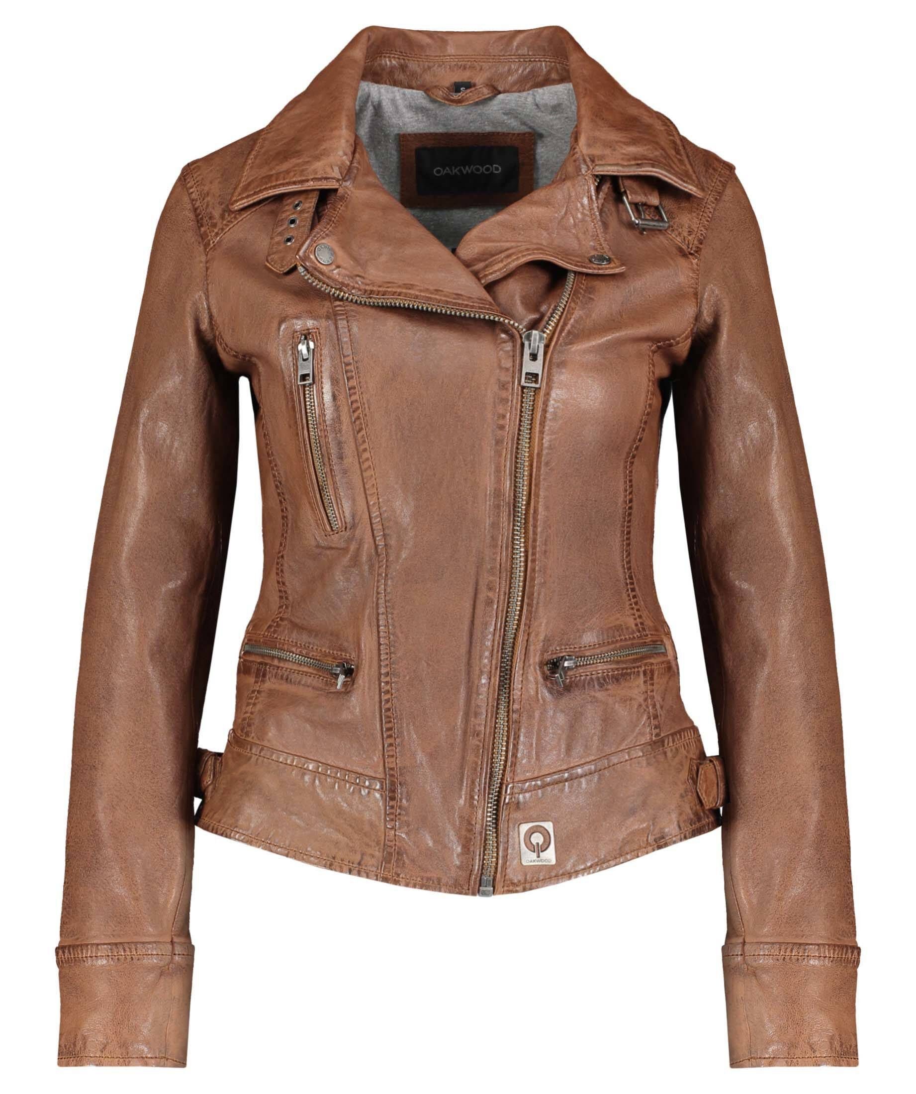 OAKWOOD Lederjacke Damen Bikerjacke VIDEO nougat (24)