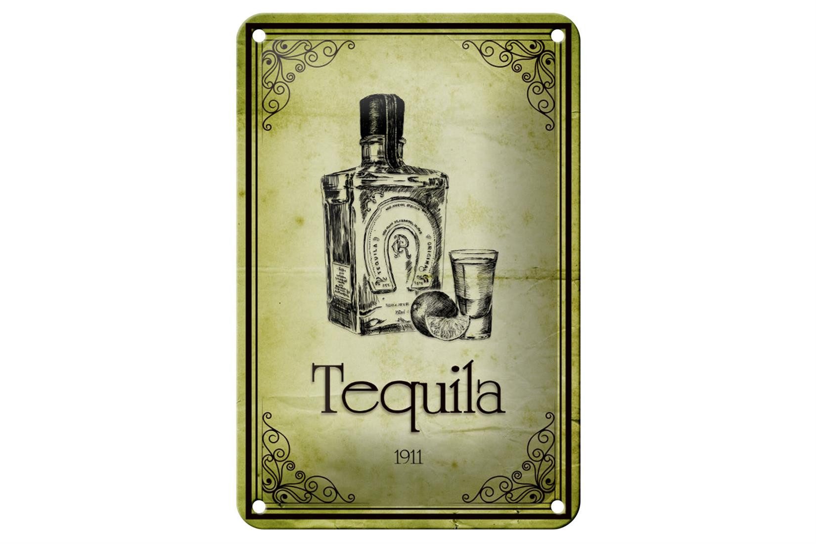 Metallschild Alkohol 12x18cm 1911 Tequila Wanddeko