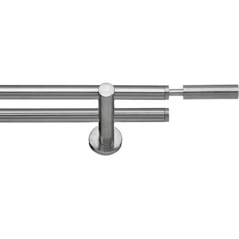Gardinenstange Inka, indeko, Ø 16 mm, 2-läufig, Fixmaß, verschraubt, Aluminium, Komplett-Set inkl. Montagematerial