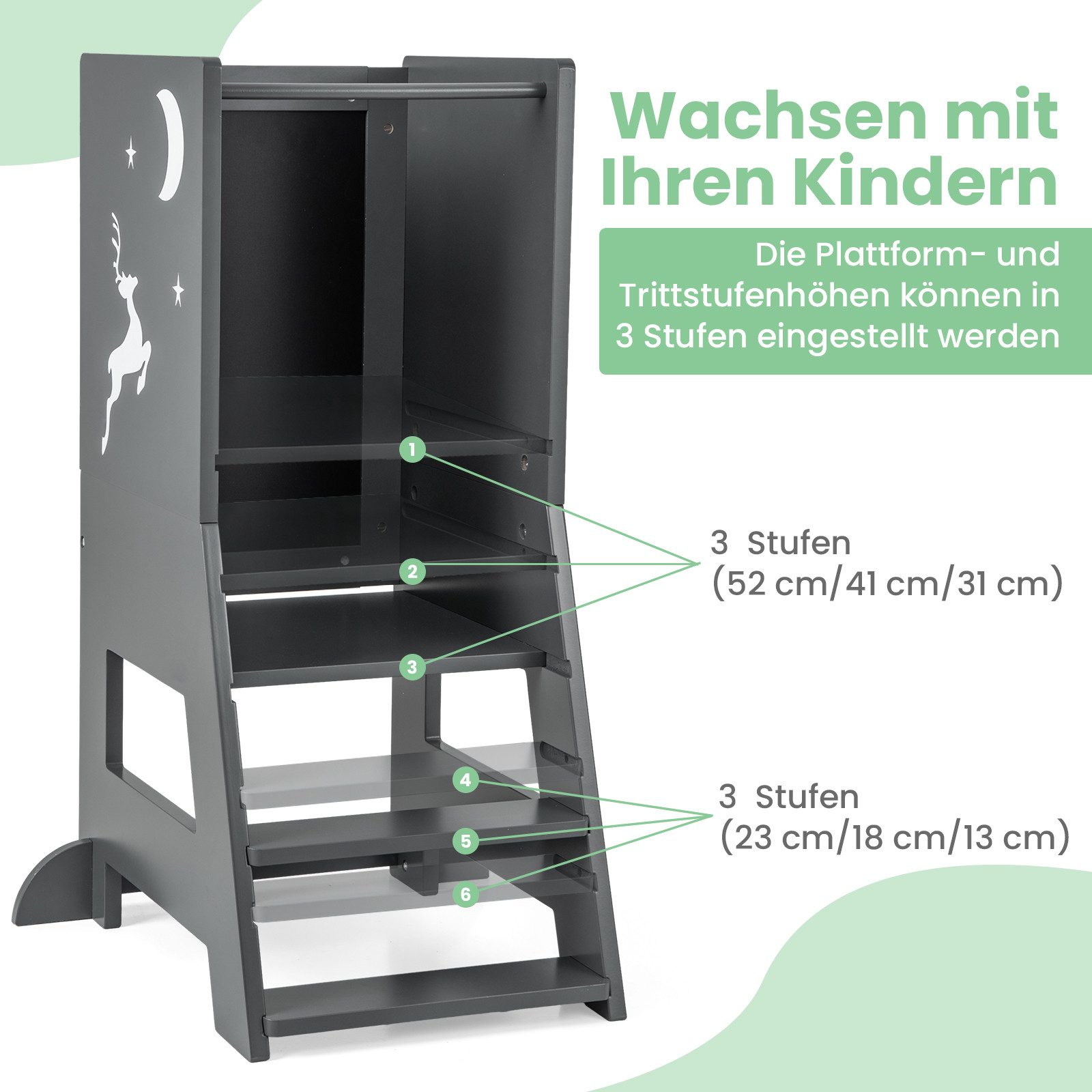 COSTWAY Stehhilfe, 2 in 1 Kinder Tritthocker höhenverstellbar