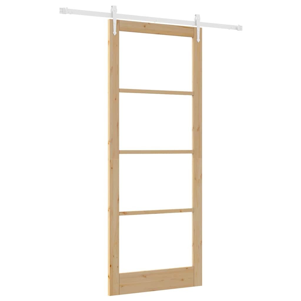 vidaXL Haustür Schiebetür 93 x 232 cm Massivholz Kiefer und Glas Natur (1-St)