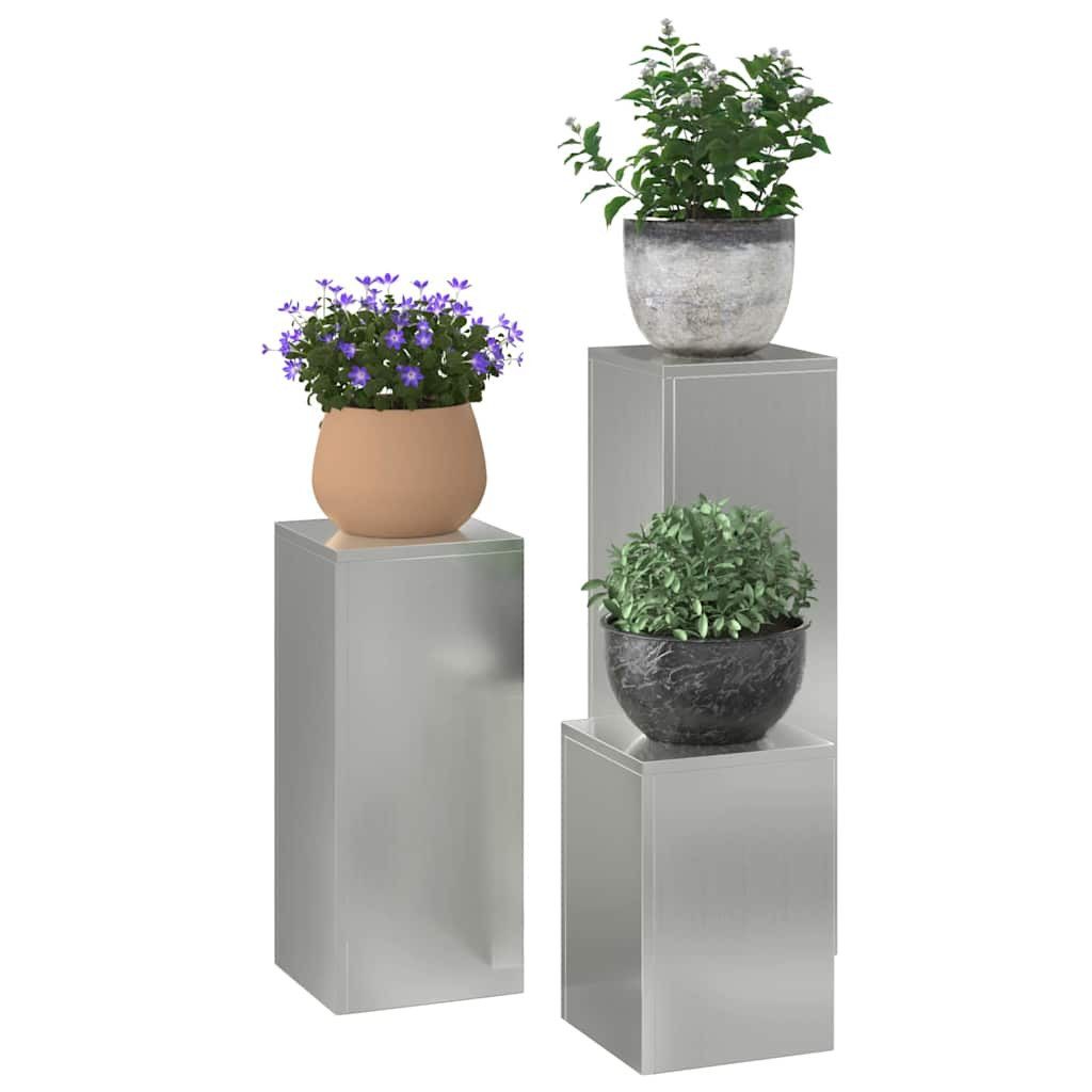 vidaXL Blumenständer Pflanzenständer 3 pcs Silber günstig online kaufen