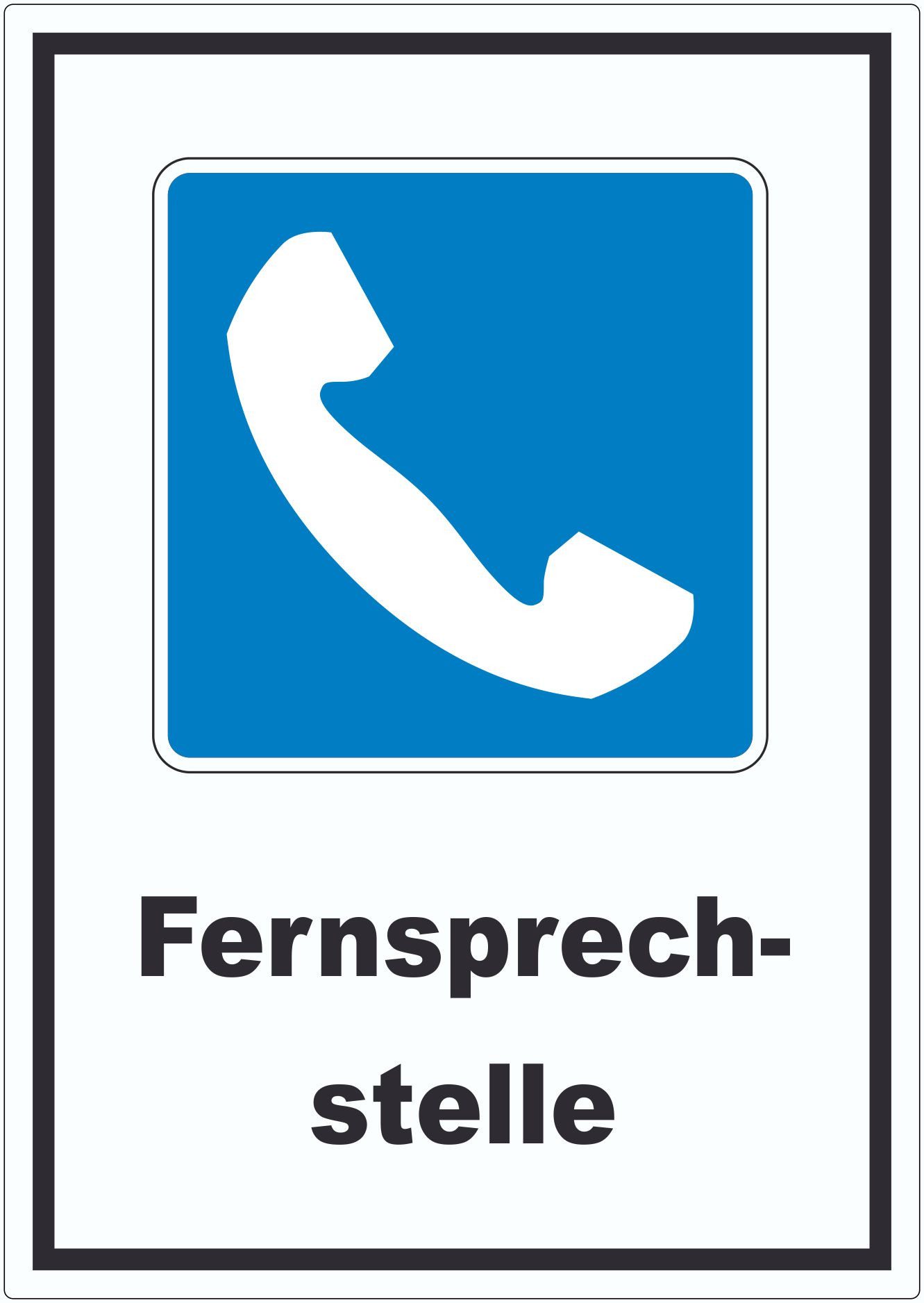 HB-Druck Aufkleber Fernsprechstelle Telefon Symbol und Text Aufkleber, wetterfest, UV-beständig, kratzfest