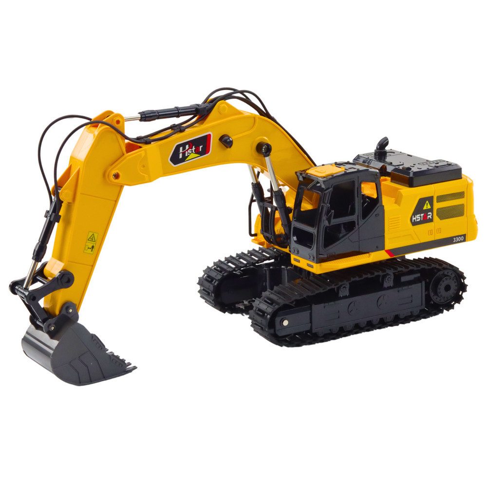 LEAN TOYS RC-Bagger Kettenbagger Baustellenfahrzeug Schaufelbagger (Spar-Set, 1-tlg., 49 x 27 x 20 cm robust), 9 Kanäle, 2,4 GHz, 360° Kabine, Sound, Li-Akku