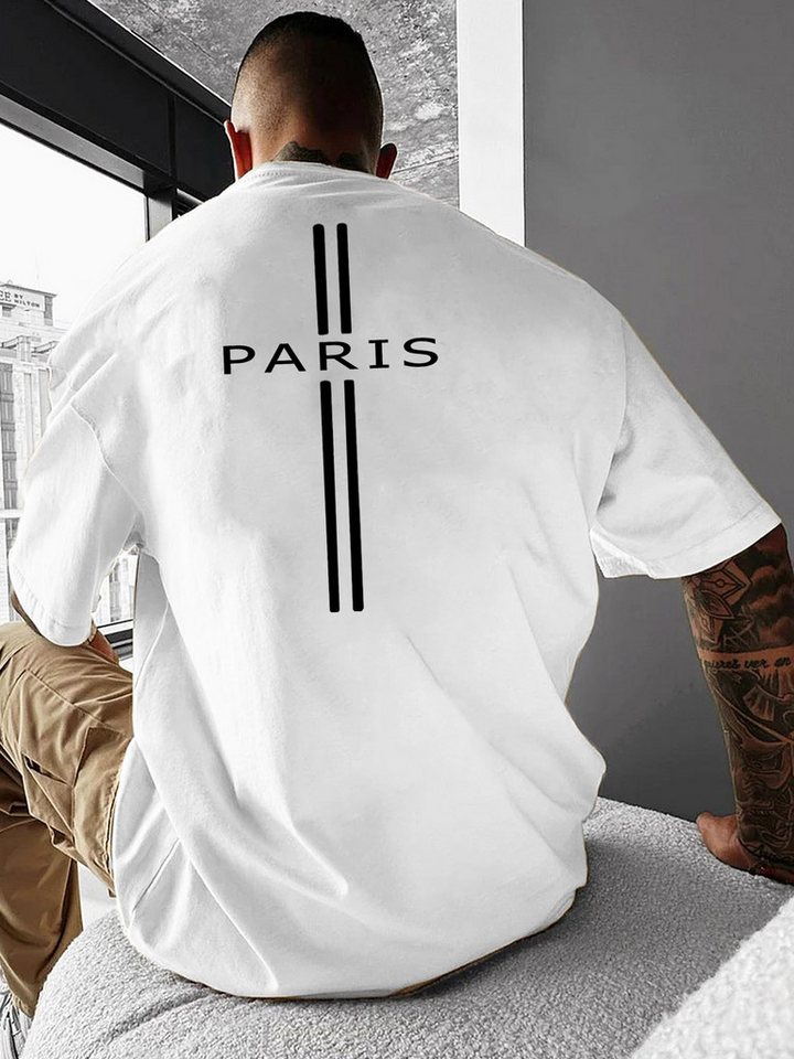 RMK T-Shirt Herren Shirt Rundhals Basic "PARIS France" aus Baumwolle