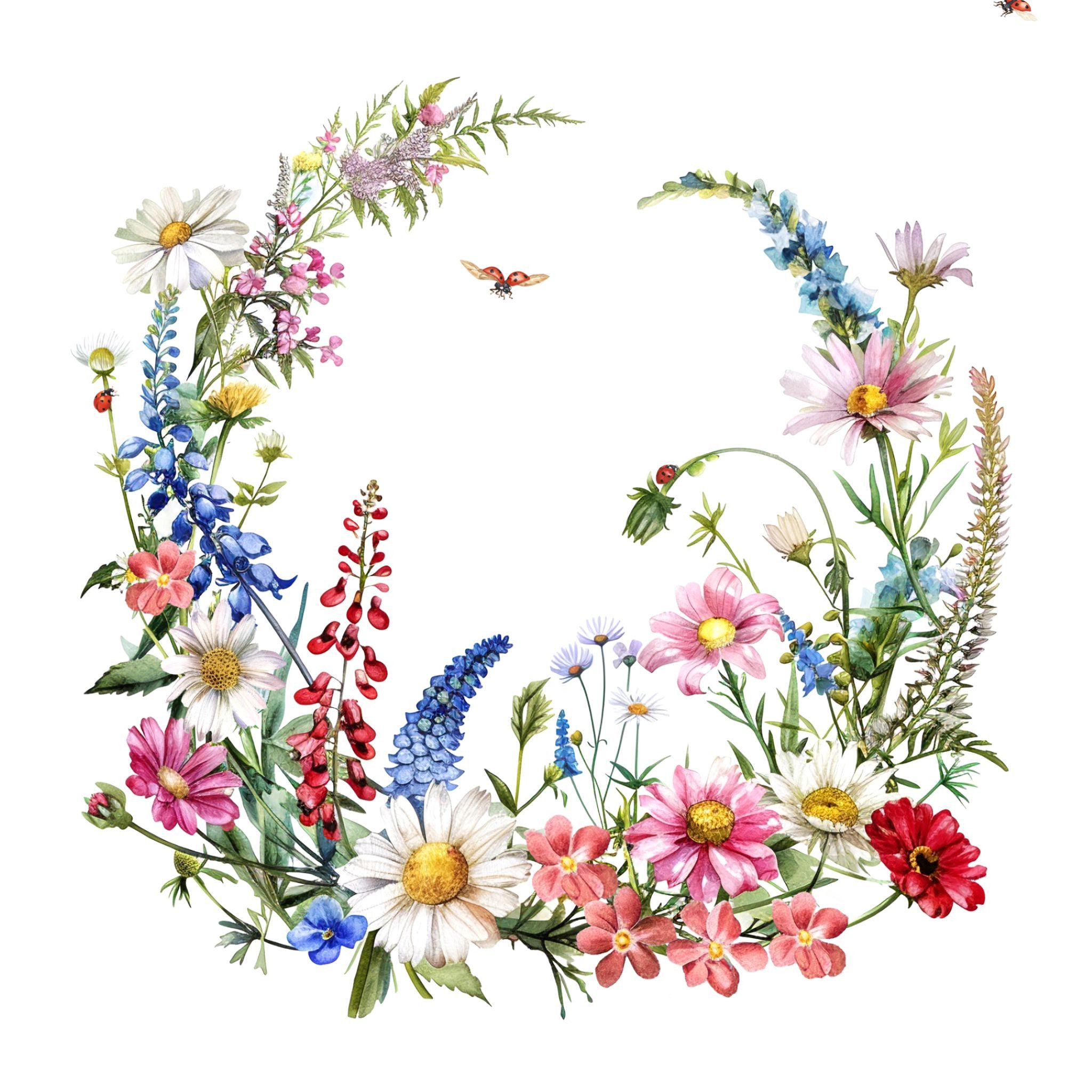 ti-flair Papierserviette, Servietten Papier 33x33cm 3-lag. mit Sommerblumen Motiv 20 Stück