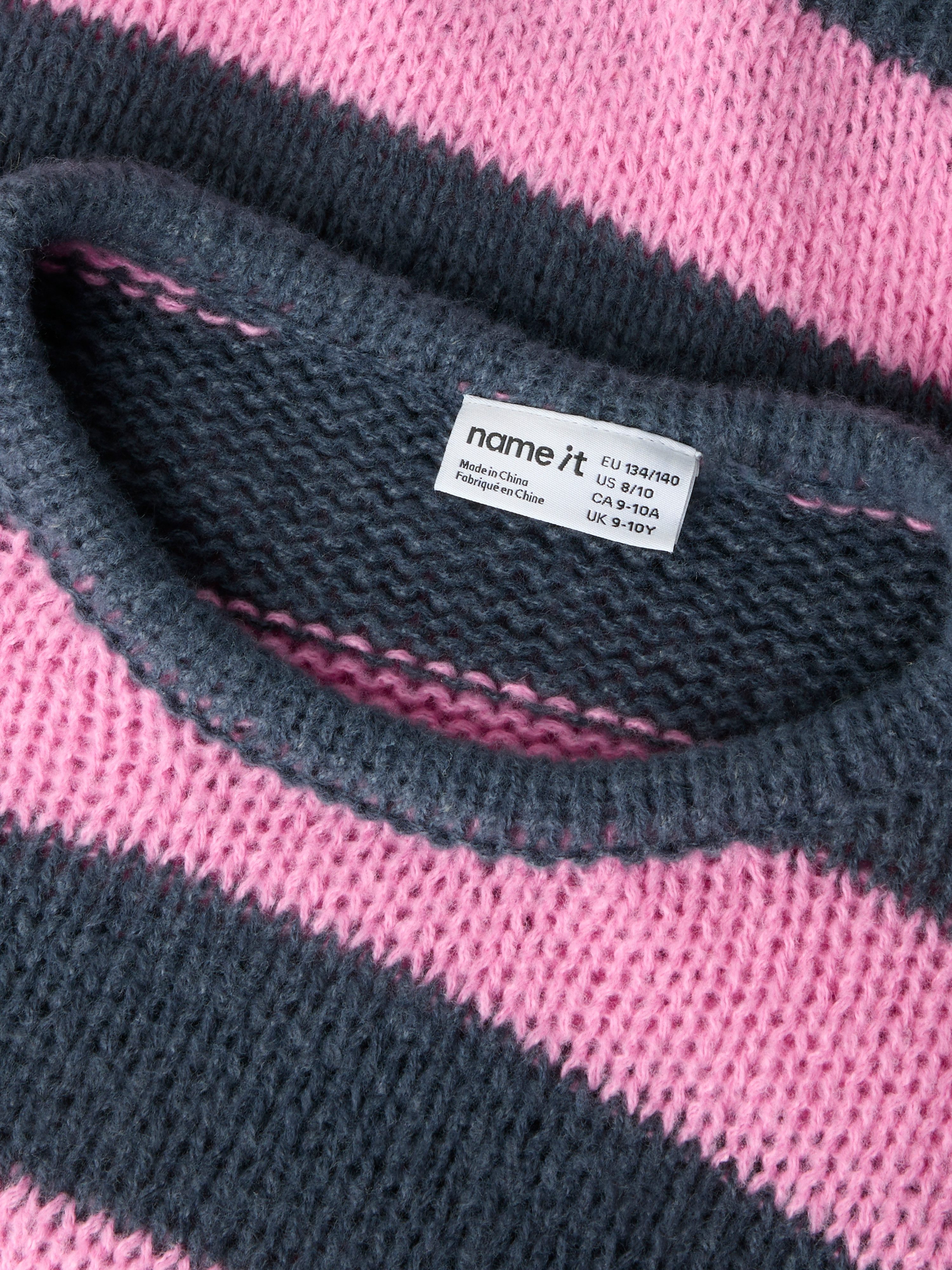 Name It Strickpullover NKFLELIA LS KNIT BOX Kunstfaser, loose fit, gestreiftes Strickmuster