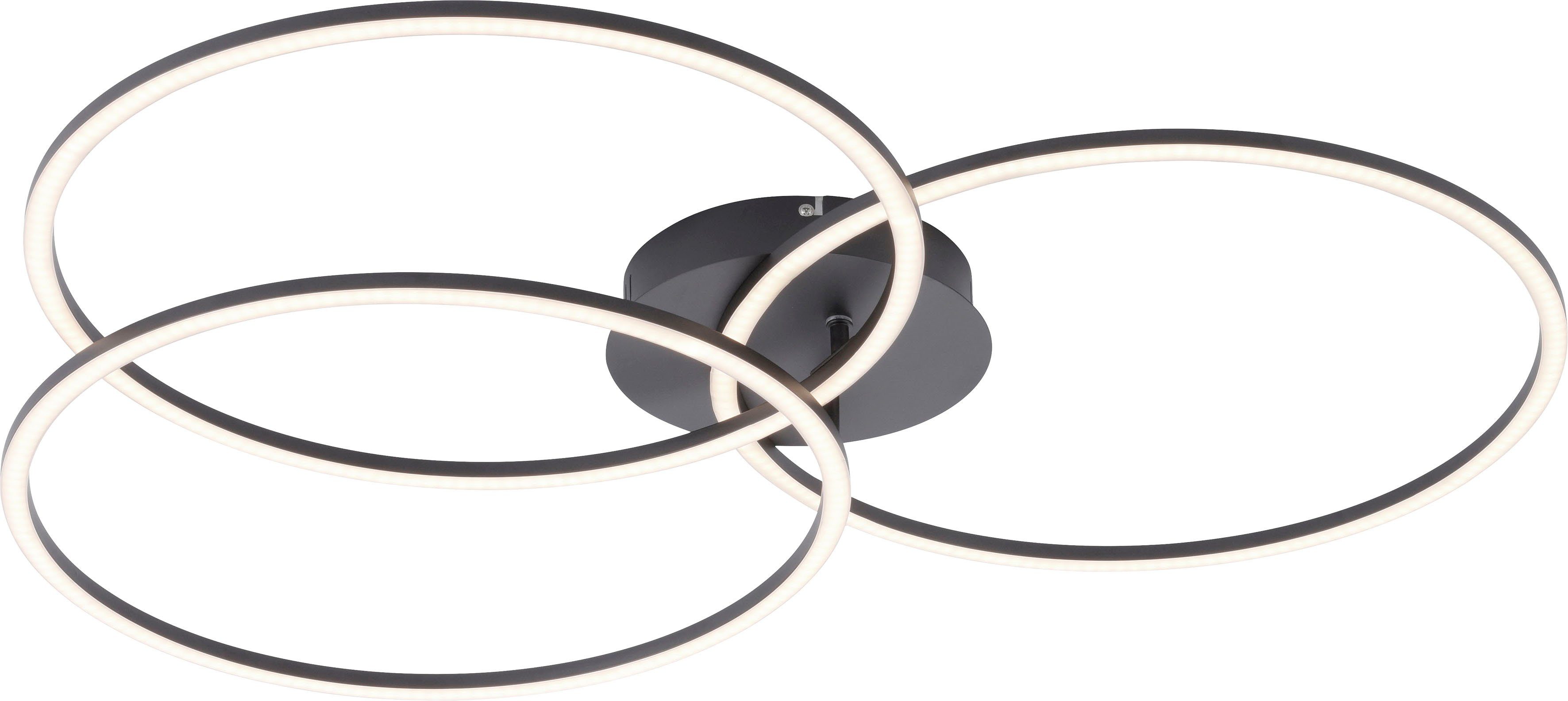 JUST LIGHT LED Deckenleuchte IVANKA, Dimmfunktion, LED wechselbar, Warmweiß, stufenlos dimmbar (SimplyDim - Funktion); zwei Ringe sind schwenkbar