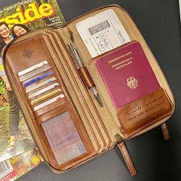DRAKENSBERG Brieftasche Reisegeldbeutel »Travis« Khaki-Beige, große Reisebrieftasche und Reise-Organizer aus Canvas mit RFID Schutz