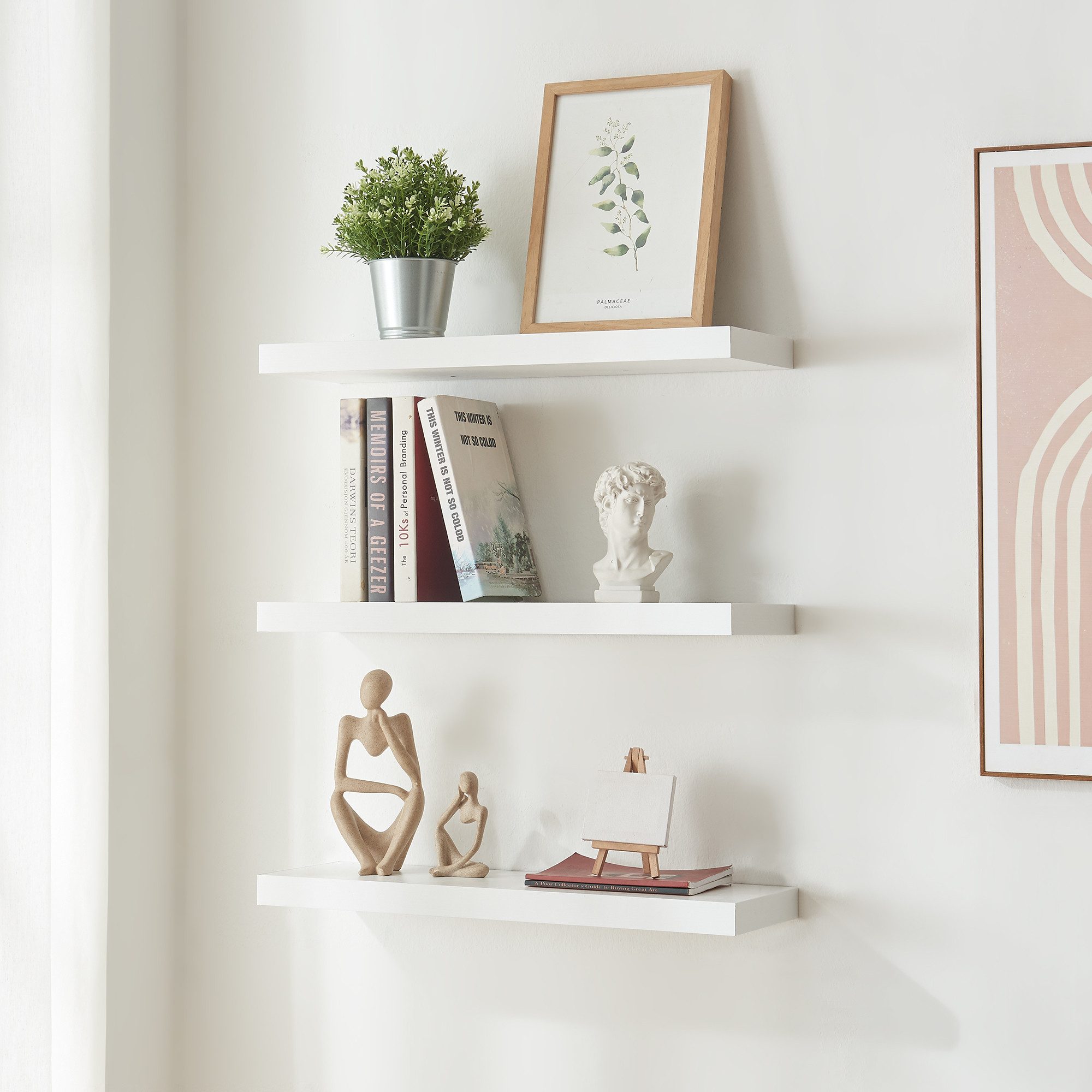 en.casa Wandregal, 3-tlg., »Stranda« 3er Set 60 x 20 x 4 cm Weiß günstig online kaufen