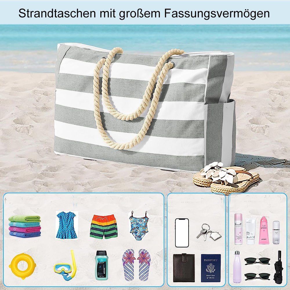 Strand NUODWELL Familie Wasserdicht Pool Grau Zip Tasche Flaschenkorb Großer