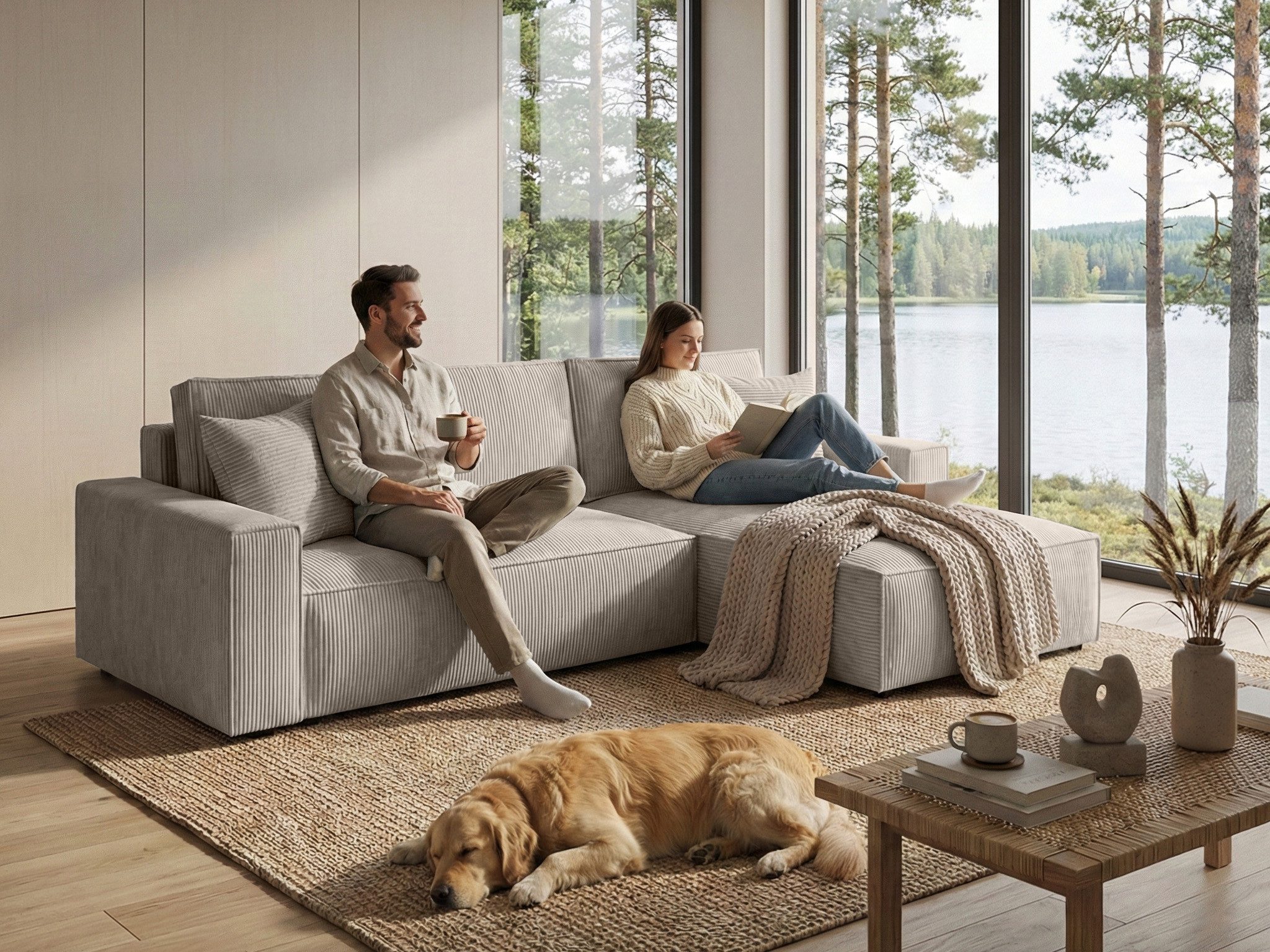 Beautysofa Ecksofa mit Schlaffuntion PARYS, mit Bettkasten und universelle Ottomane, Flappbar im modernen Design