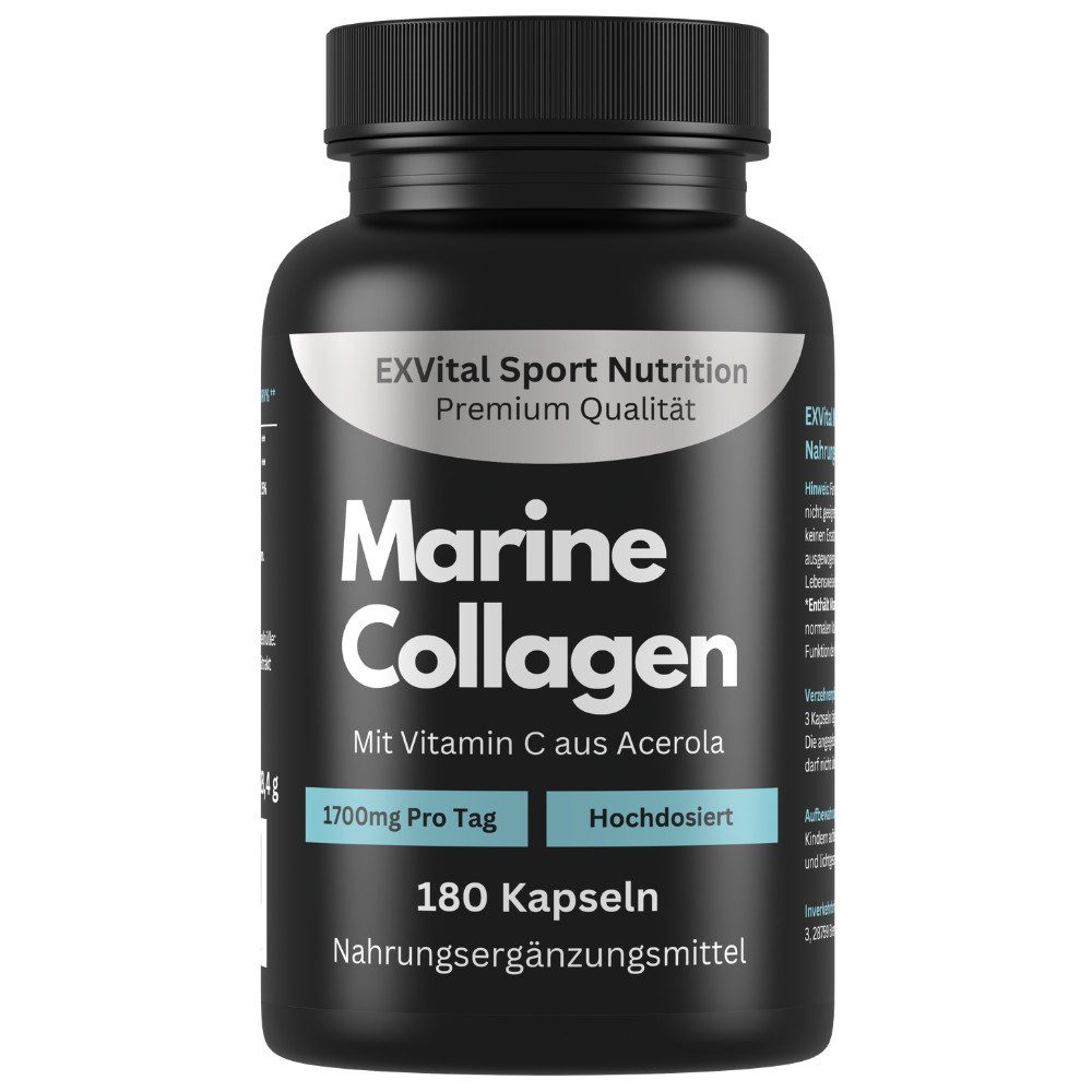 Marine Collagen Kapseln, 1700mg Meereskollagen pro Tag mit Vitamin C Kapseln, 180 St., 128 g