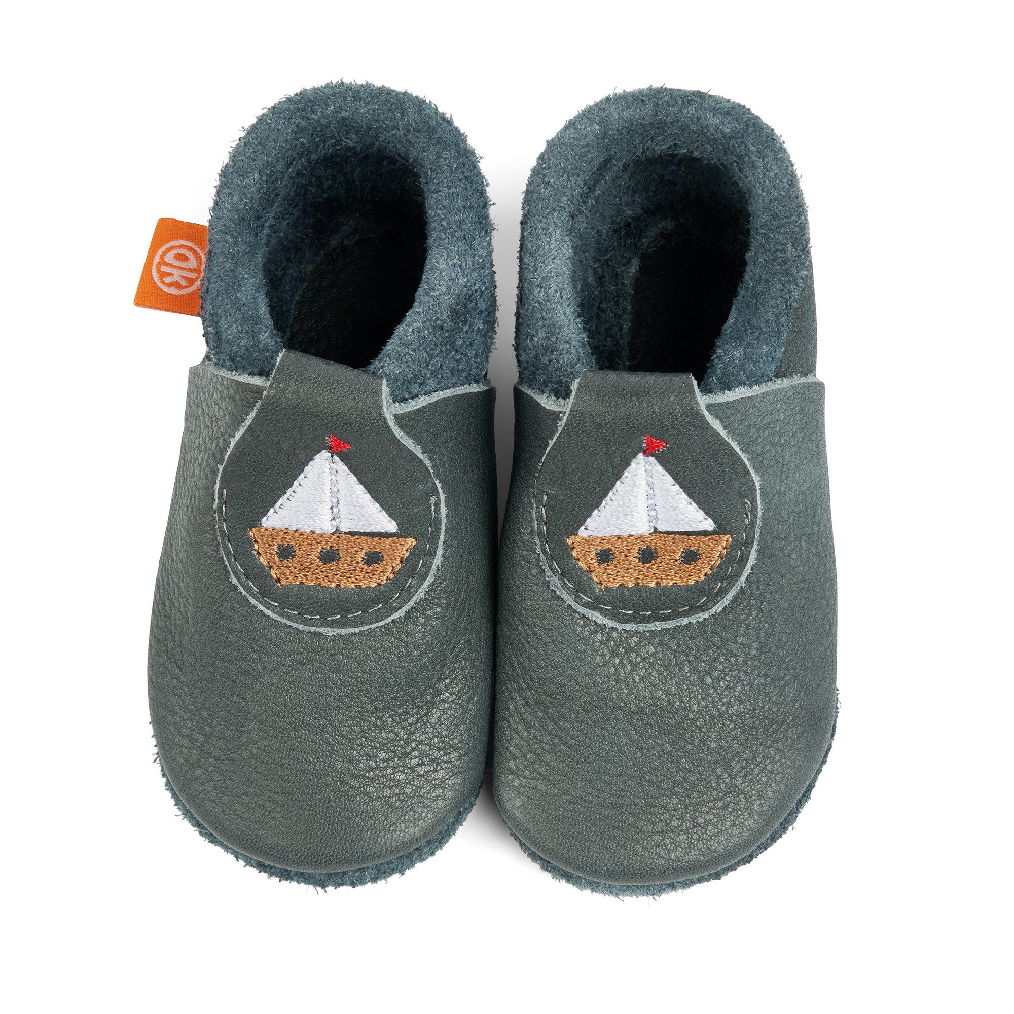 Orangenkinder® Skippy das Schiffchen Baby Krabbelschuh pflanzlich gegerbtes Leder, Made in Germany, atmungsaktiv