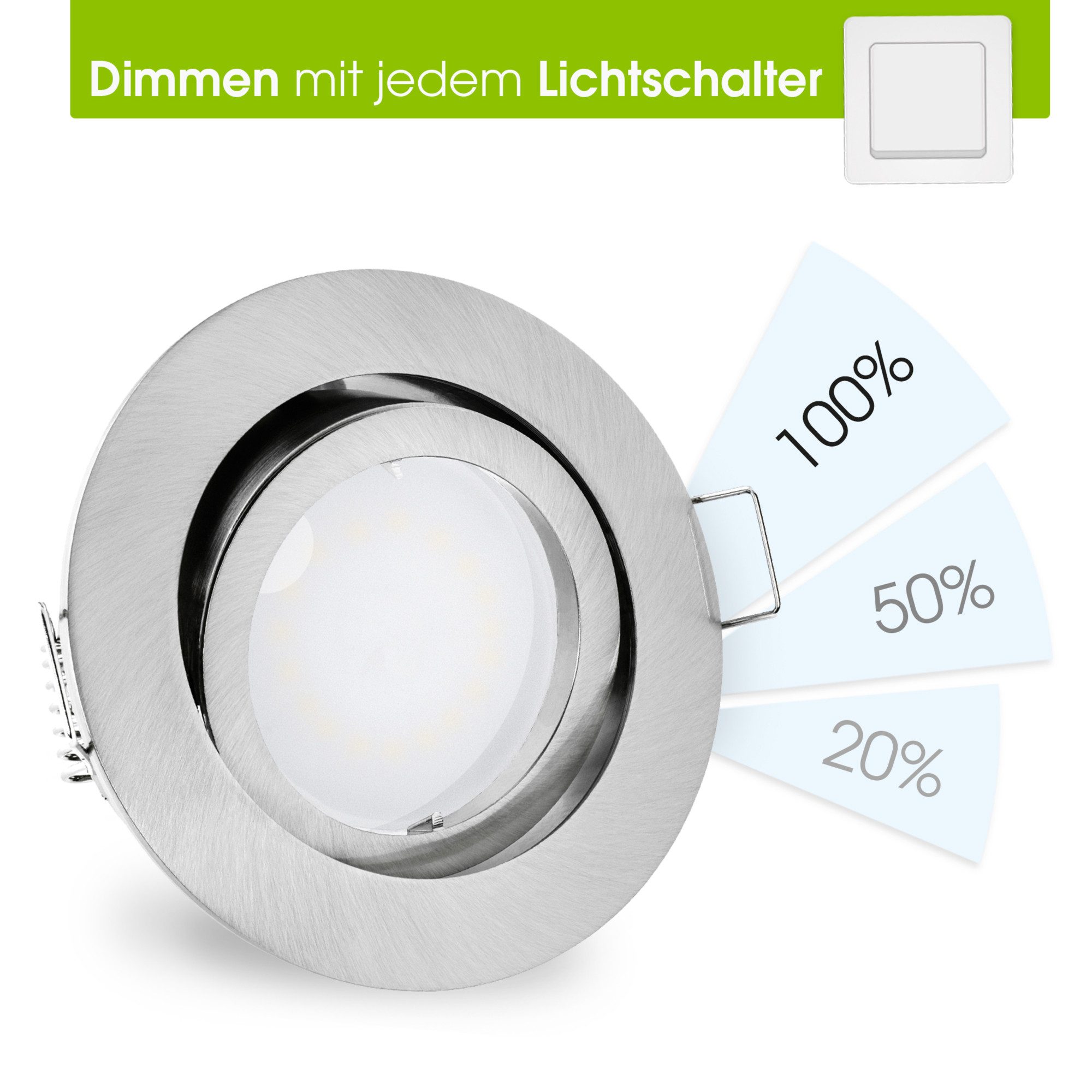 linovum LED Einbaustrahler Einbauspot "Dimmen ohne Dimmer" LED GU10 5W neutralweiß Deckenstrahler, Neutralweiß